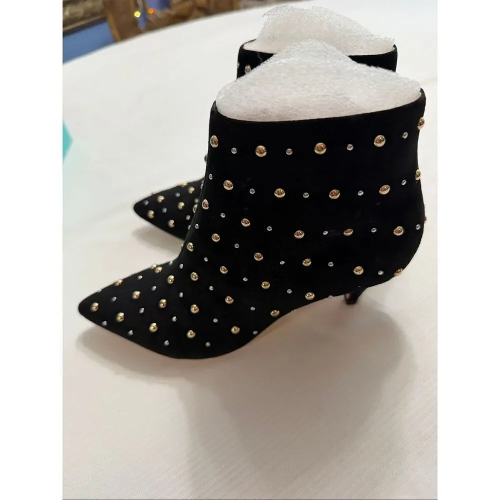 Kate Spade Starr Studded Beaded Black Ankle Boots Booties Women's Size 5 M